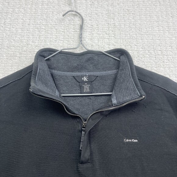 Calvin Klein Men’s Sz M Black Half Zip Lightweight Stretch Sweater Pullover Read - Picture 2 of 16